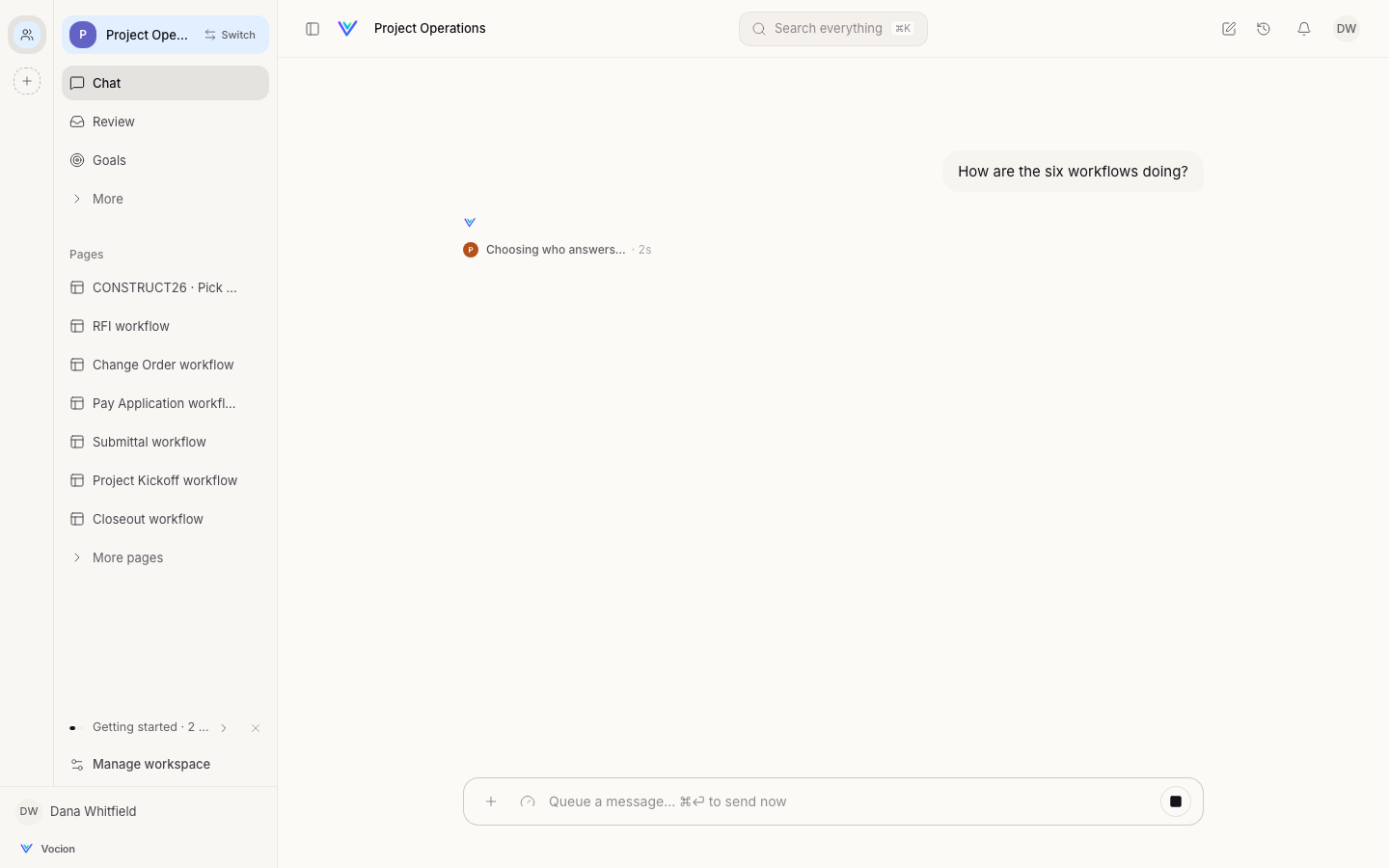 Before: an agent at work showed a grey line of small text and a plain composer